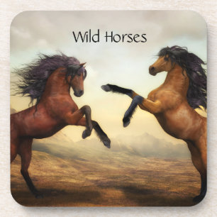 Posavasos par de caballos salvajes