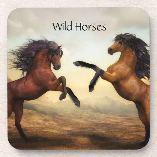 Posavasos par de caballos salvajes (Frente)