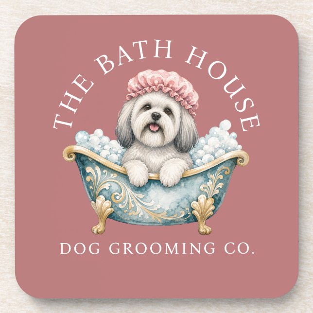 Posavasos para aseo de perro Lhasa Apso Rosa Opaco (Frente)