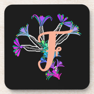Posavasos para bebida con inicial F de monograma