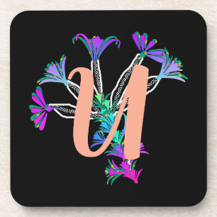 Posavasos para bebida con inicial U de monograma