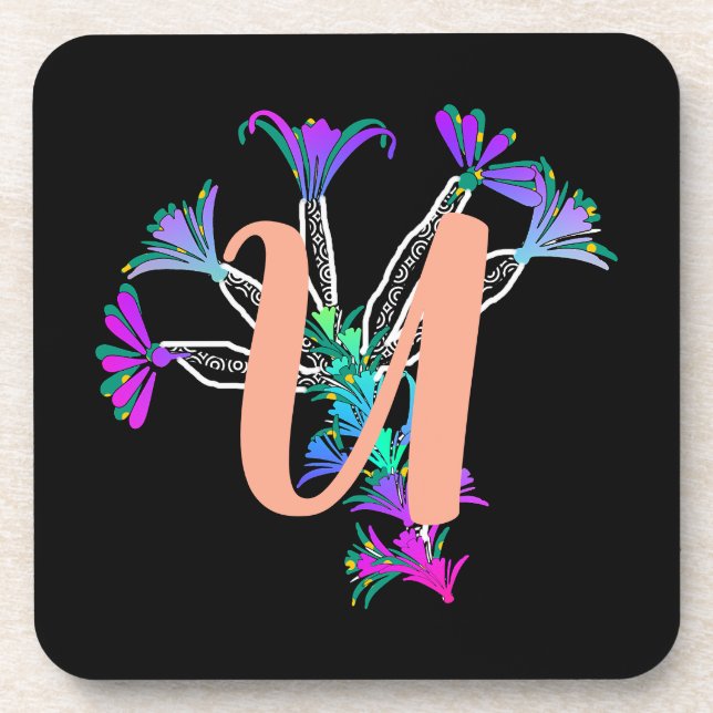 Posavasos para bebida con inicial U de monograma (Frente)