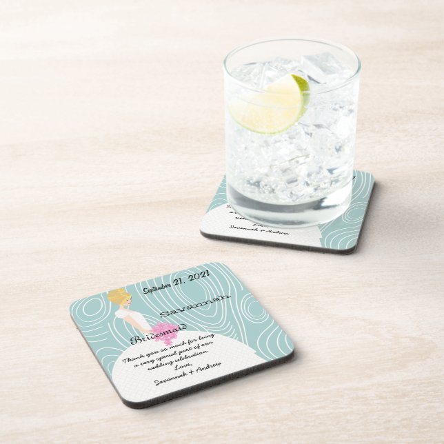 Posavasos para dama de honor rubia con patrón de v (Lado Derecho)