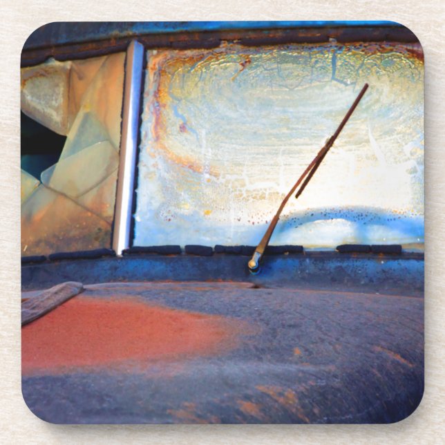 Posavasos Parabrisas de un viejo camión oxidado (Frente)