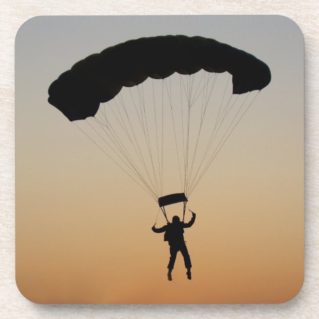 Posavasos Paracaídas de Skydiver en Sunset Sky Diver (Frente)