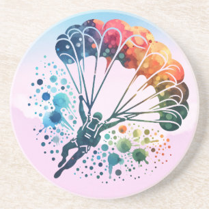 Posavasos Paracaidista Colorido Acuarela