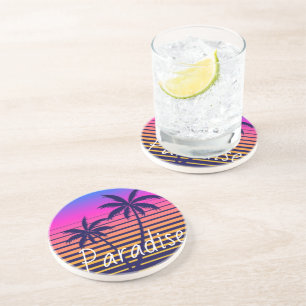 Posavasos Paraíso de la puesta de sol retro