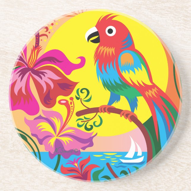 Posavasos Paraíso de Loros Tropicales (Frente)