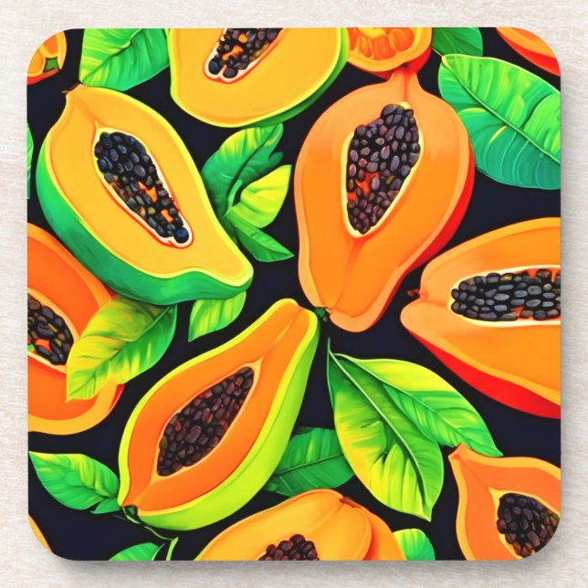Posavasos Paraíso de Papaya Tropical (Frente)