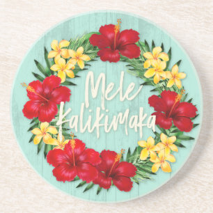 Posavasos Paraíso tropical Hawái Madera de flores de invie