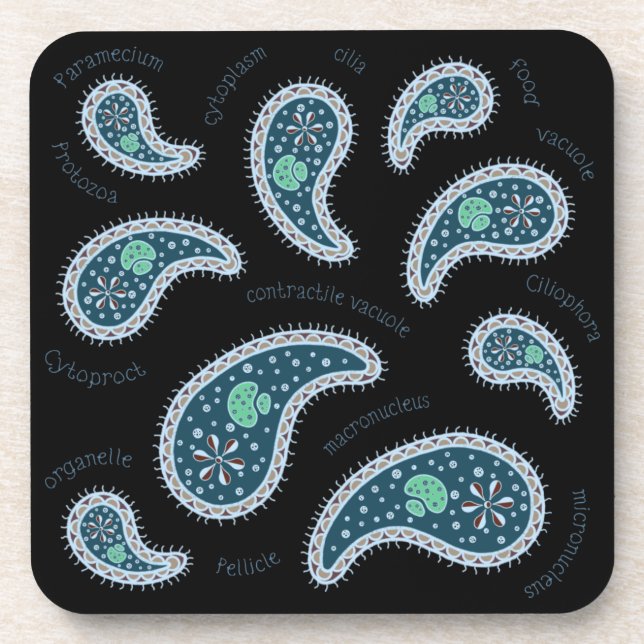 Posavasos Paramecia Paisley Protozoo Ciencia de la Biología  (Frente)