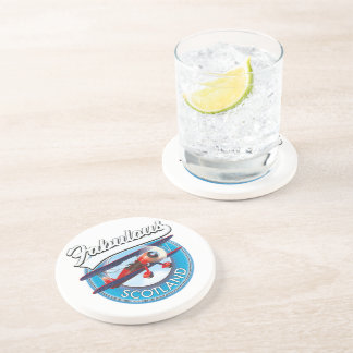 Posavasos Parche de viaje de estilo retro de Escocia fabulos