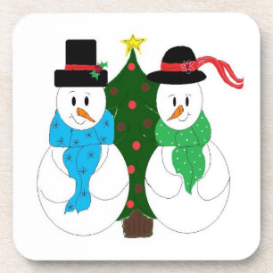 Posavasos Pare de nieve junto al árbol de Navidad