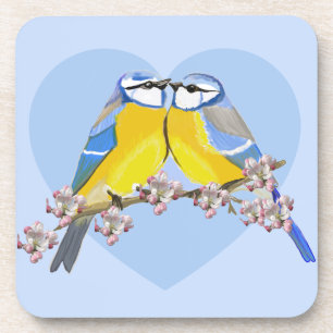 Posavasos Pare de pájaros románticos, Cyanistes Caeruleus