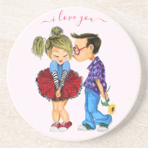 Posavasos Pareja de Beso de Pascua Amor - Te Amo