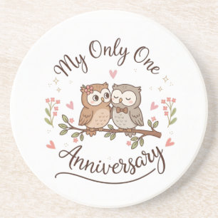 Posavasos Pareja de búhos lindos Mi único aniversario románt