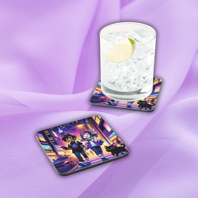 Posavasos Pareja de juegos animales con su gato | (Subido por el creador)