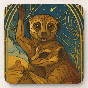 Posavasos Pareja De Meerkat Estilizada Bajo Cielo Estelar