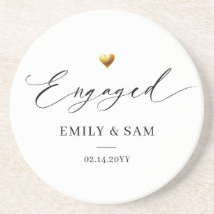 Posavasos Pareja Personalizada Corazón de Oro Elegante Compr
