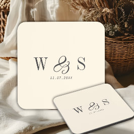 Posavasos Parejas de recién casados con iniciales de crema n