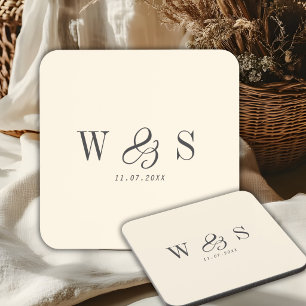 Posavasos Parejas de recién casados con iniciales de crema n