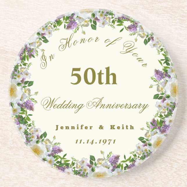 Posavasos Parejas personalizadas 50 años de Boda (Frente)