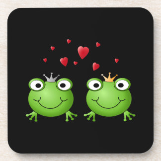 Posavasos Pares de la rana con los corazones