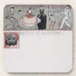 Posavasos "Parfois IL m'arrive" (tinta y w/c en el papel)