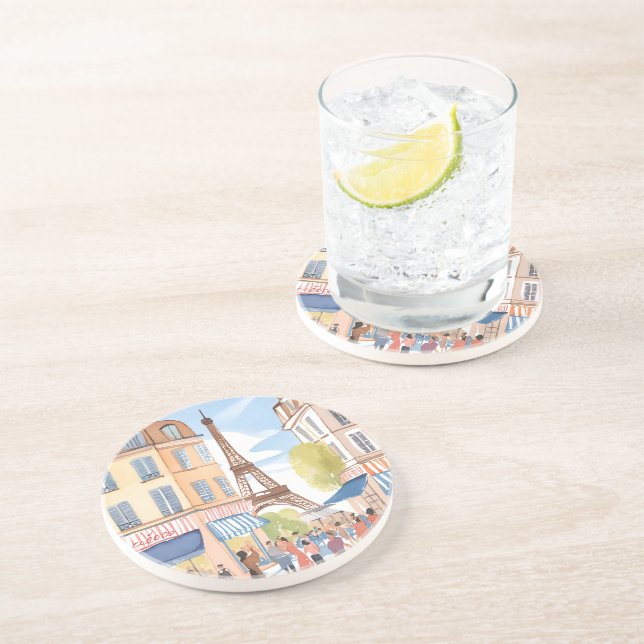 Posavasos Paris France Eiffel Tower Watercolor (Lado)