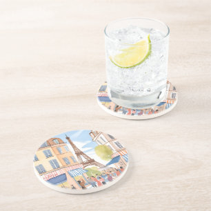 Posavasos París Francia Torre Eiffel Acuarela