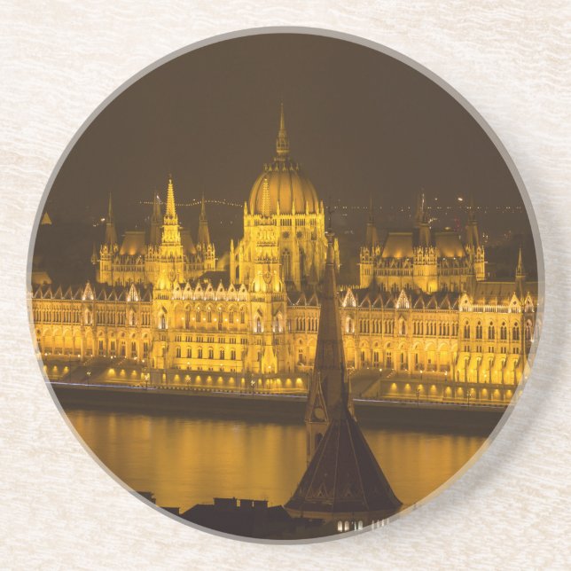 Posavasos Parlamento húngaro Budapest por noche (Frente)