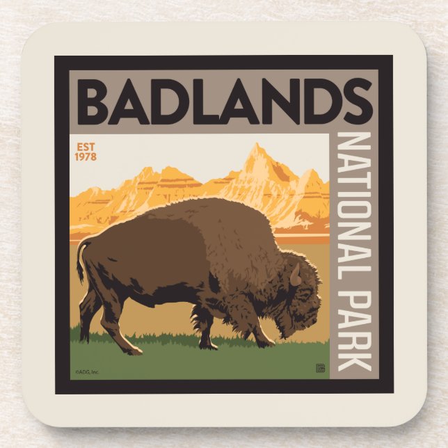 Posavasos Parque nacional Badlands | Búfalo (Frente)