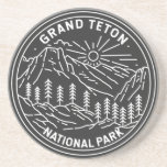 Posavasos Parque nacional Gran Teton Monoline Vintage<br><div class="desc">Diseño de la monolina del Gran Tetón. El parque incluye los picos más importantes de la Cordillera Teton,  así como la mayoría de las secciones del norte del valle conocido como Jackson Hole.</div>