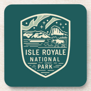 Posavasos Parque nacional Isle Royale Emblem nocturno mágico