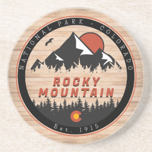 Posavasos Parque nacional Rocky Mountain Wood Vintage Sunset