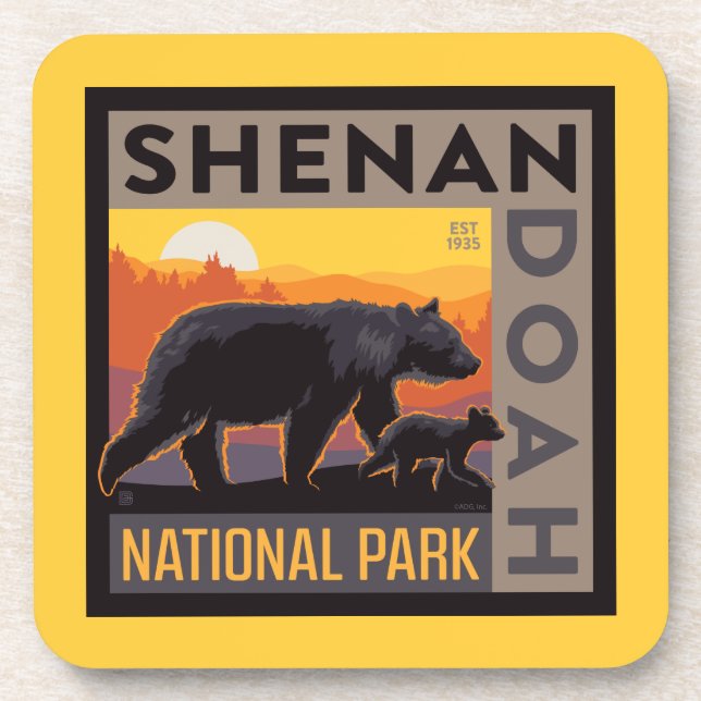 Posavasos Parque nacional Shenandoah | Mama Bear & Cubs (Frente)