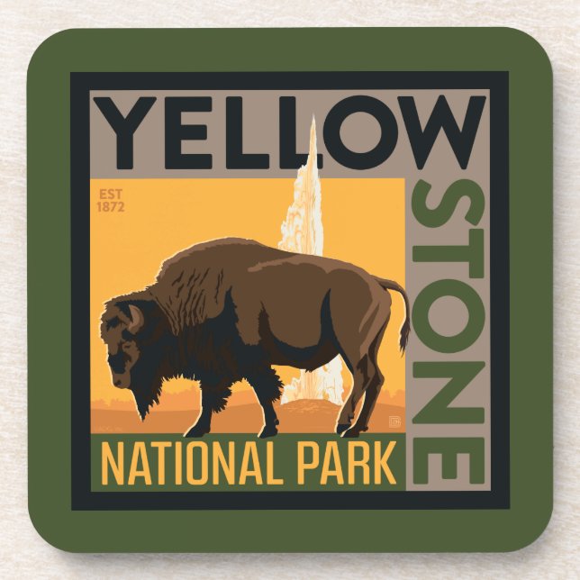 Posavasos Parque nacional Yellowstone | Búfalo (Frente)