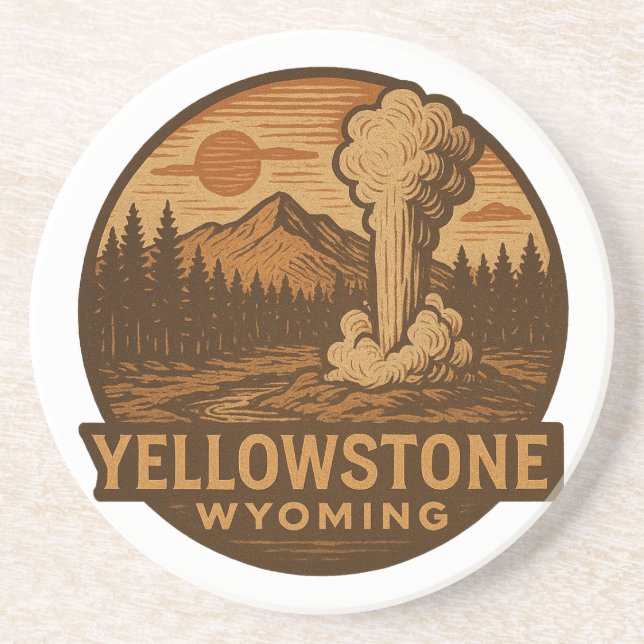 Posavasos Parque nacional Yellowstone Round Stone Coaster (Frente)