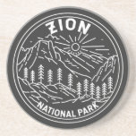Posavasos Parque nacional Zion Utah Vintage Monoline<br><div class="desc">Diseño de monolina del Parque Nacional Zion. El parque es una reserva natural del suroeste de Utah que se distingue por los acantilados rojos pronunciados del cañón de Zion.</div>