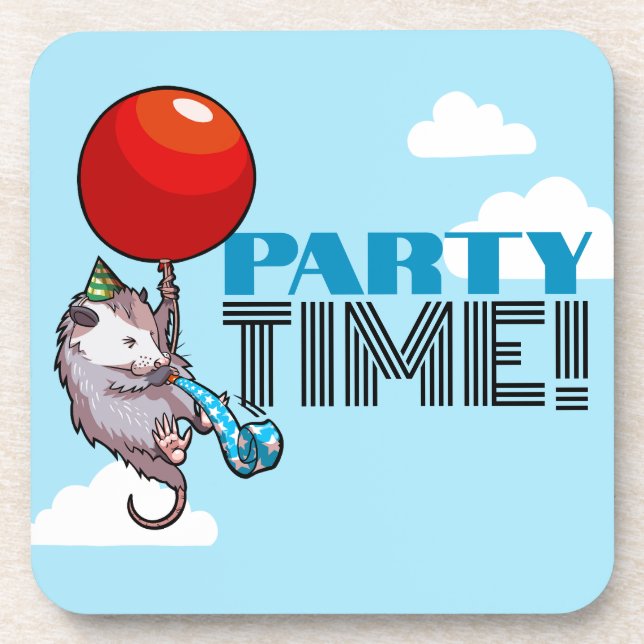 Posavasos PARTY TIME! Fiesta Possum Funny Flotando Opossum (Frente)