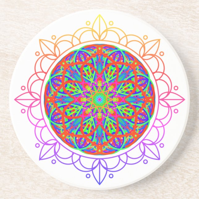 Posavasos Pascua arenosa arenosa de Rainbow Mandala Boho (Frente)