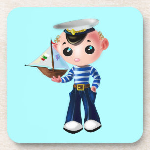 Posavasos Pascua azul de niño pequeño marinero