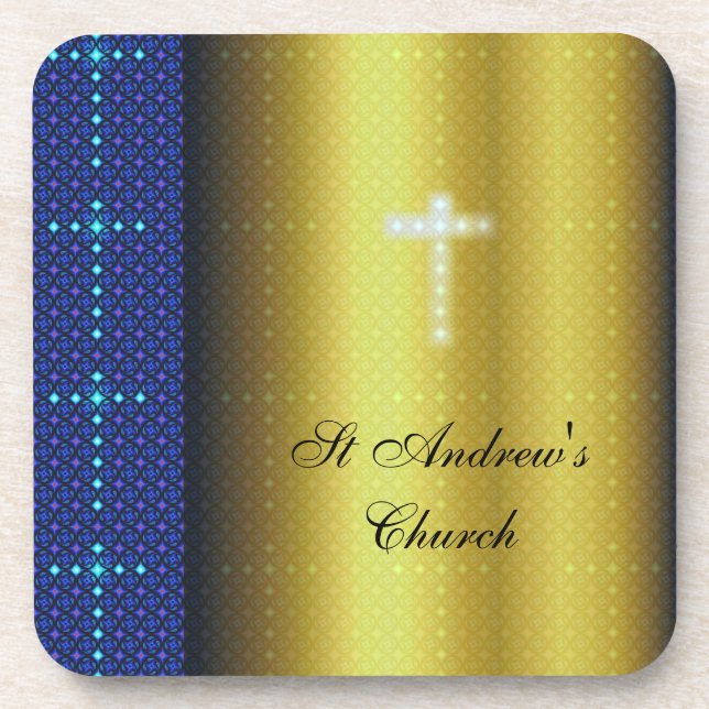 Posavasos Pascua azul y dorada (Frente)