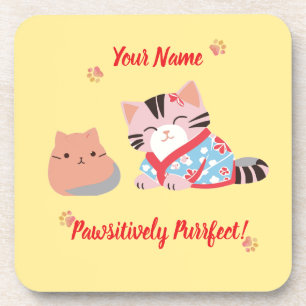 Posavasos Pascua de amante del gato personalizado - Cuidada