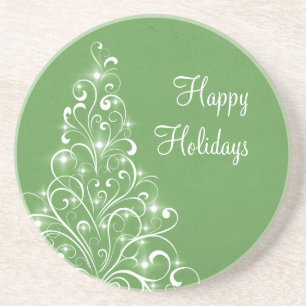 Posavasos Pascua de árbol de vacaciones espumoso, verde