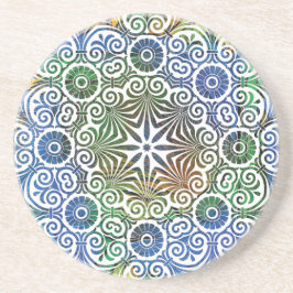 Posavasos Pascua de arena azul y verde Mandala