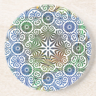 Posavasos Pascua de arena azul y verde Mandala
