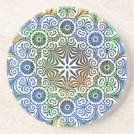 Posavasos Pascua de arena azul y verde Mandala