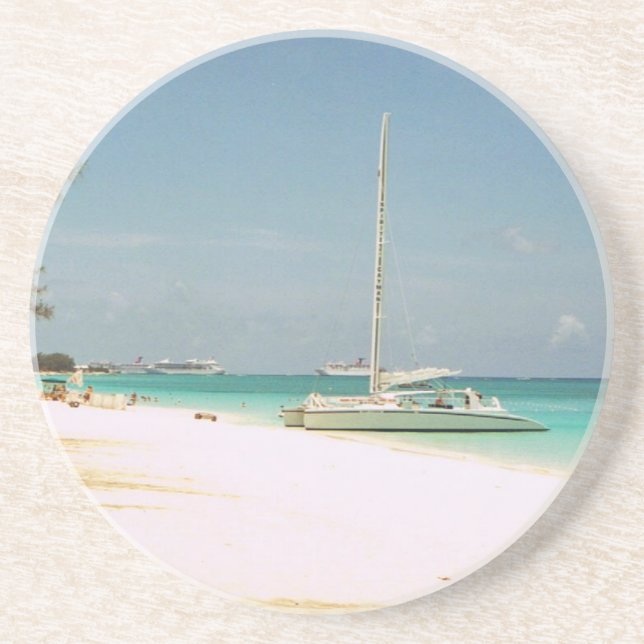 Posavasos Pascua de arena con escena de la isla Caimán (Frente)