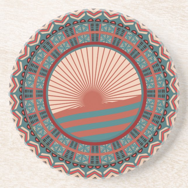Posavasos Pascua de arena de Sun Tribal Mandala (Frente)